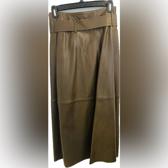 Massimo Dutti Leather Midi Skirt NWT - Picture 3 of 6